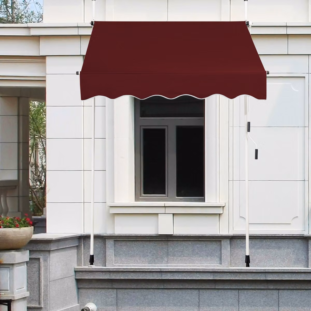 Tenda a molla Costway per balcone senza foratura in poliestere resistente ai raggi UV, Larghezza: 150 cm, Colore Rosso