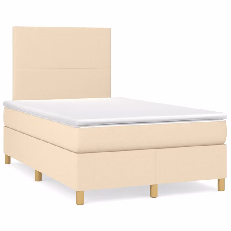 vidaXL Letto Ibrido con Giroletto a Molle e Materasso a Tasche in Tessuto Beige e Bianco L/P: 120 x 200 cm