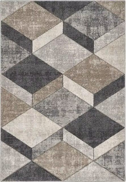 Tappeto Pierre Tappeti FUNNY F8521 moderno con effetto 3D geometrico grigio beige L: 200 cm, P: 290 cm