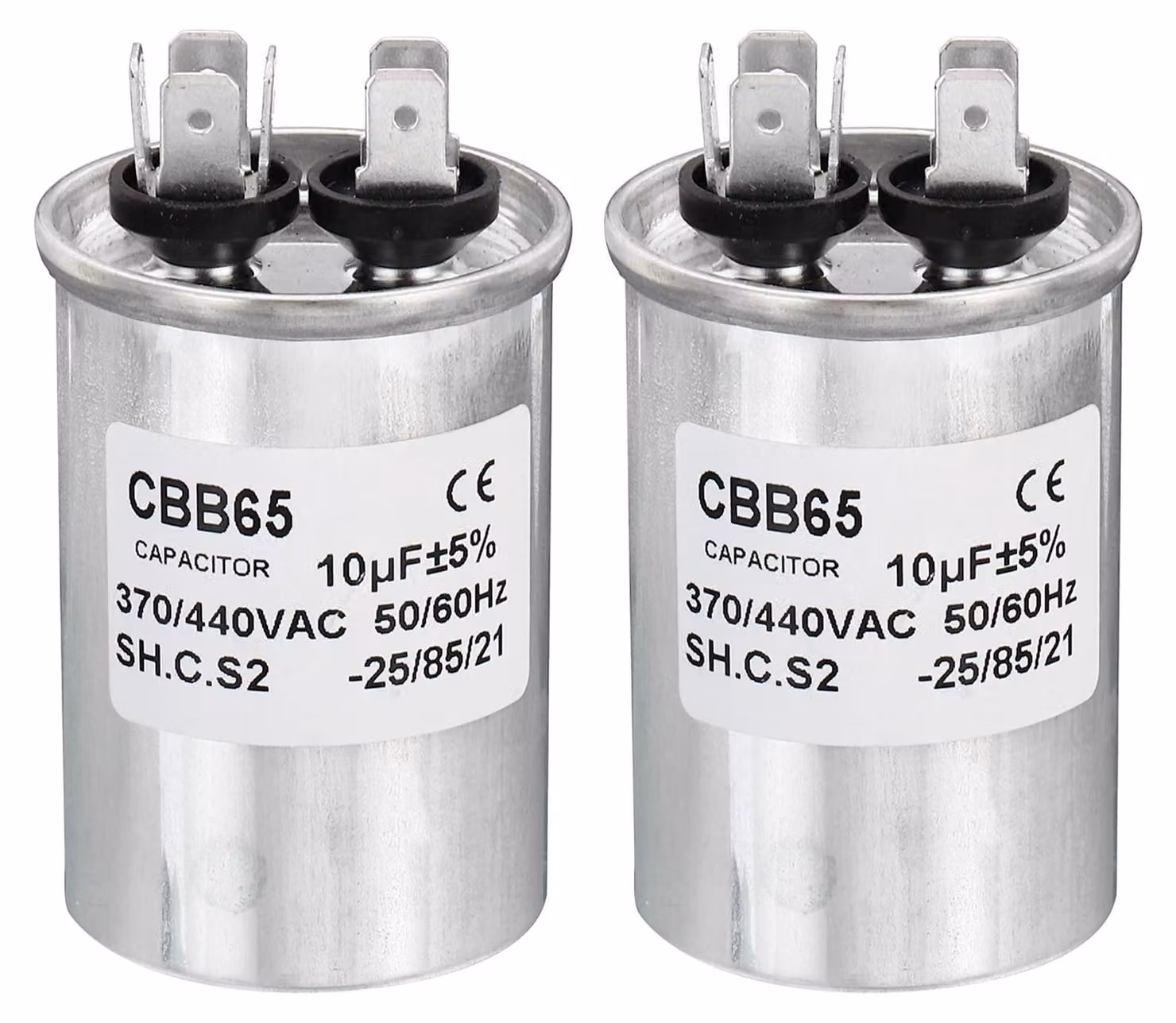 Condensatore industriale da 10uF, AC 370/440 V, con involucro in alluminio, 2 terminali