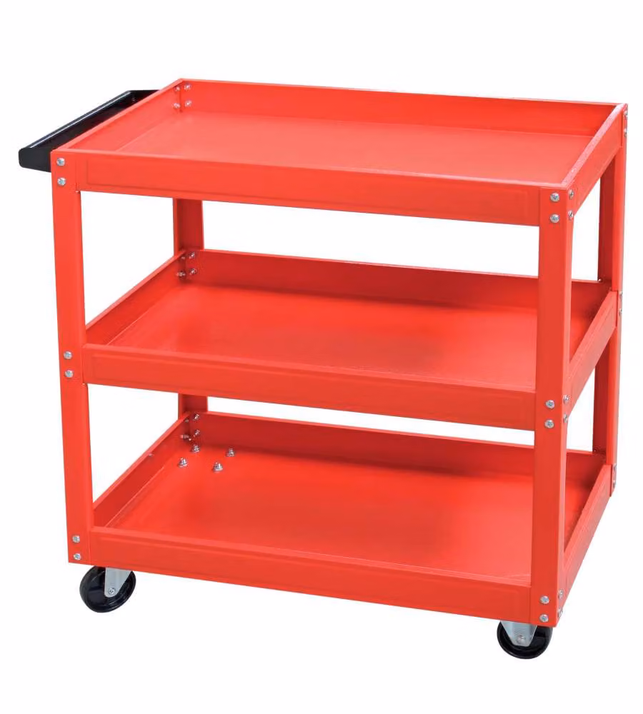 Valex Carrello Porta Attrezzi Rosso 3 Ripiani con Ruote Piroettanti
