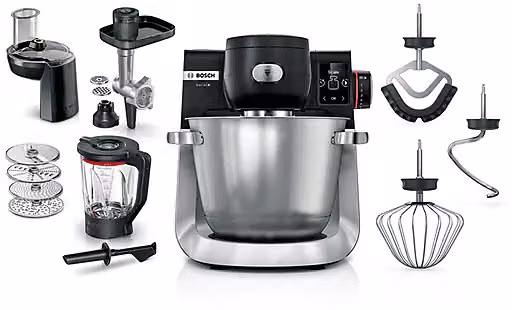 Impastatrice Planetaria Bosch Serie 6, 1600 W, Ciotola in Acciaio Inox da 5.5 L, 7 Velocità, Colore Nero e Argento