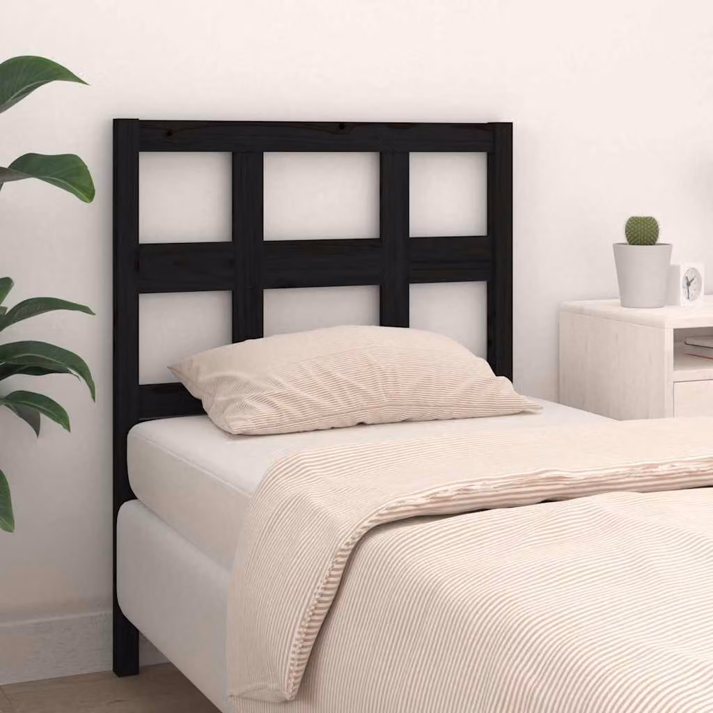 Testiera per letto vidaXL in legno massello di pino nero, L 95,5 x P 4 x H 100 cm