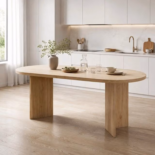 Tavolo da pranzo 200 x 90 cm in MDF; piano da 18 mm; rovere