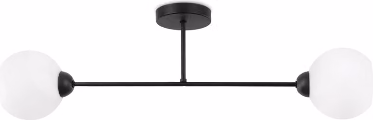 Lampada da soffitto Asturia nera a 2 luci con paralumi bianchi E27