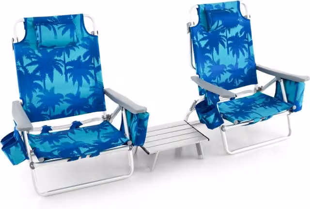 Set di sedie da spiaggia reclinabili e tavolino da campeggio a scomparsa Design In Blu Navy – 1