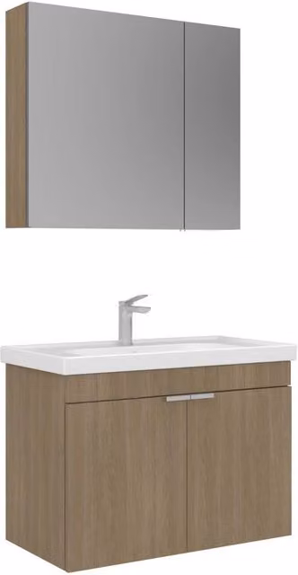 Set mobile lavabo con specchio (2 pezzi) "Desna 80" - 80 x 45 x 58 cm - Rovere