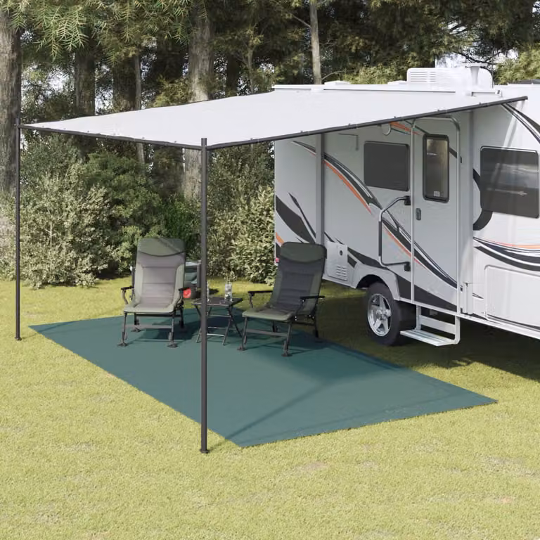 vidaXL Tappeto da tenda verde in poliestere resistente ai raggi UV e antiscivolo, L: 5 m x P: 2,5 m