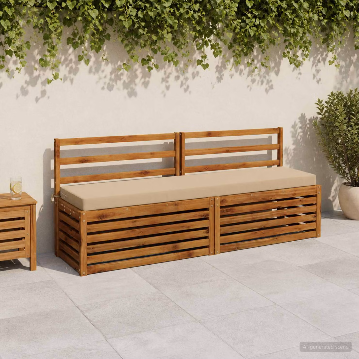 Set di 2 cuscini per panchina vidaXL SOEST in poliestere beige con rivestimento rimovibile e resistente ai raggi UV