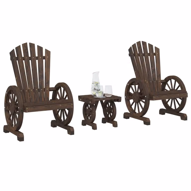 Set Salotto da Giardino vidaXL in Legno Massello di Abete Marrone Rustico 3 Pezzi