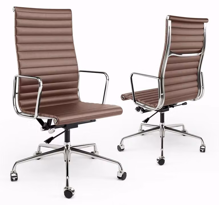 Sedia da ufficio ergonomica - Sedia da ufficio esecutiva in pelle marrone, con schienale alto e braccioli