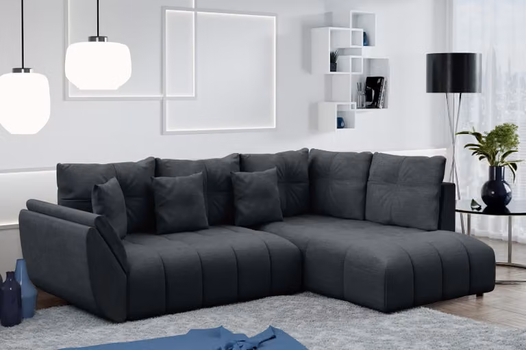 AX LIVING Divano angolare con funzione letto Kayseri L Sofa Grey 268 cm