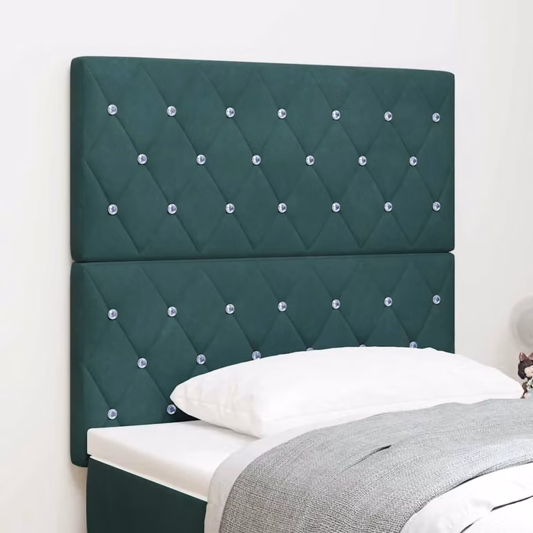 Testiera per letto vidaXL in velluto verde scuro con illuminazione LED integrata, Larghezza: 100 cm