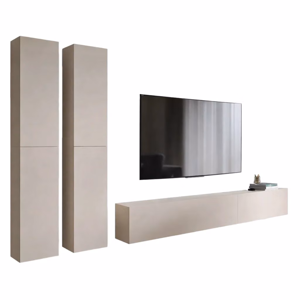 Parete Attrezzata Modulabile DMORA per Soggiorno, Design Moderno, Beige – 2