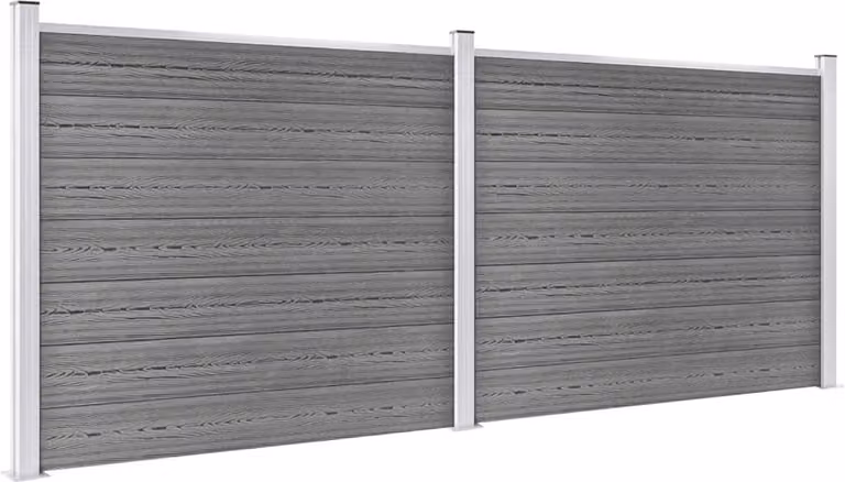 Set di elementi di recinzione WPC 353x146 cm grigio