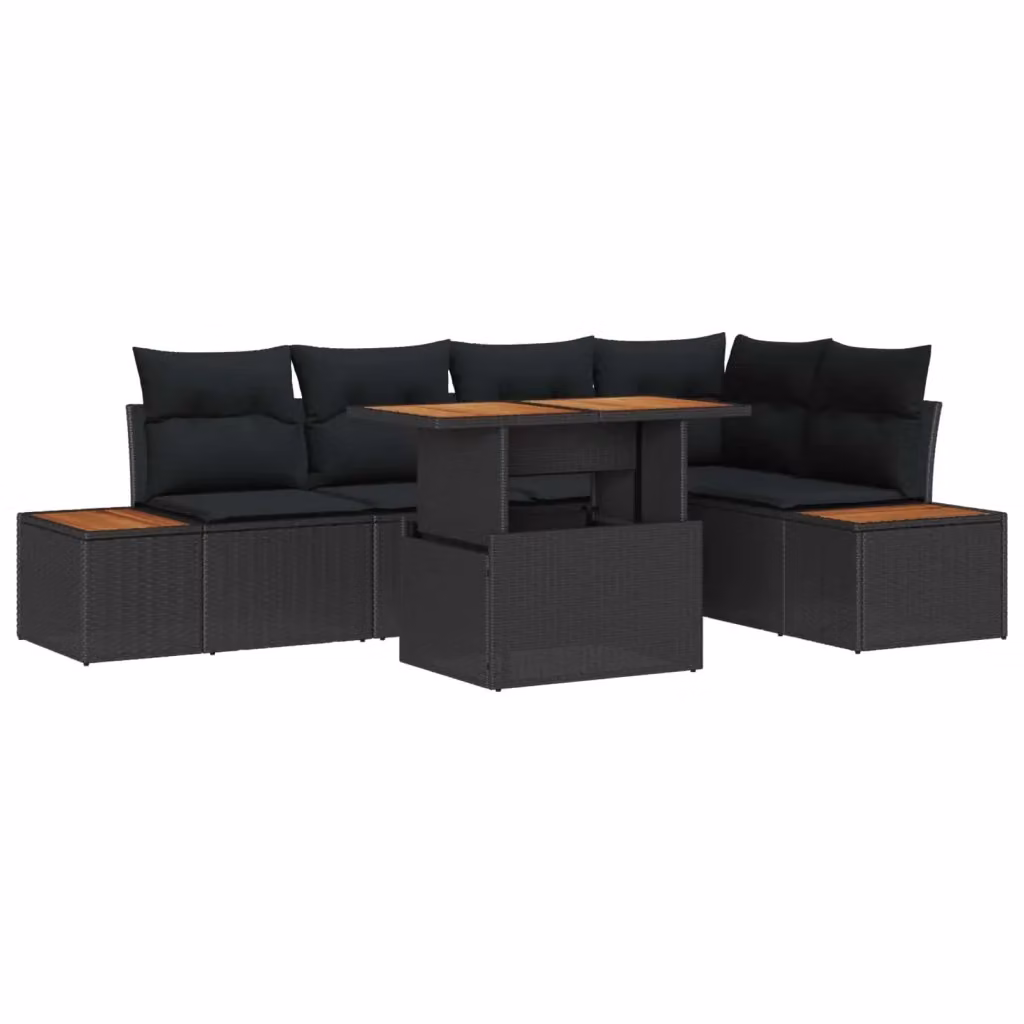 Set Divano da Giardino Moderno vidaXL in Polyrattan Nero 6 Pezzi – 2