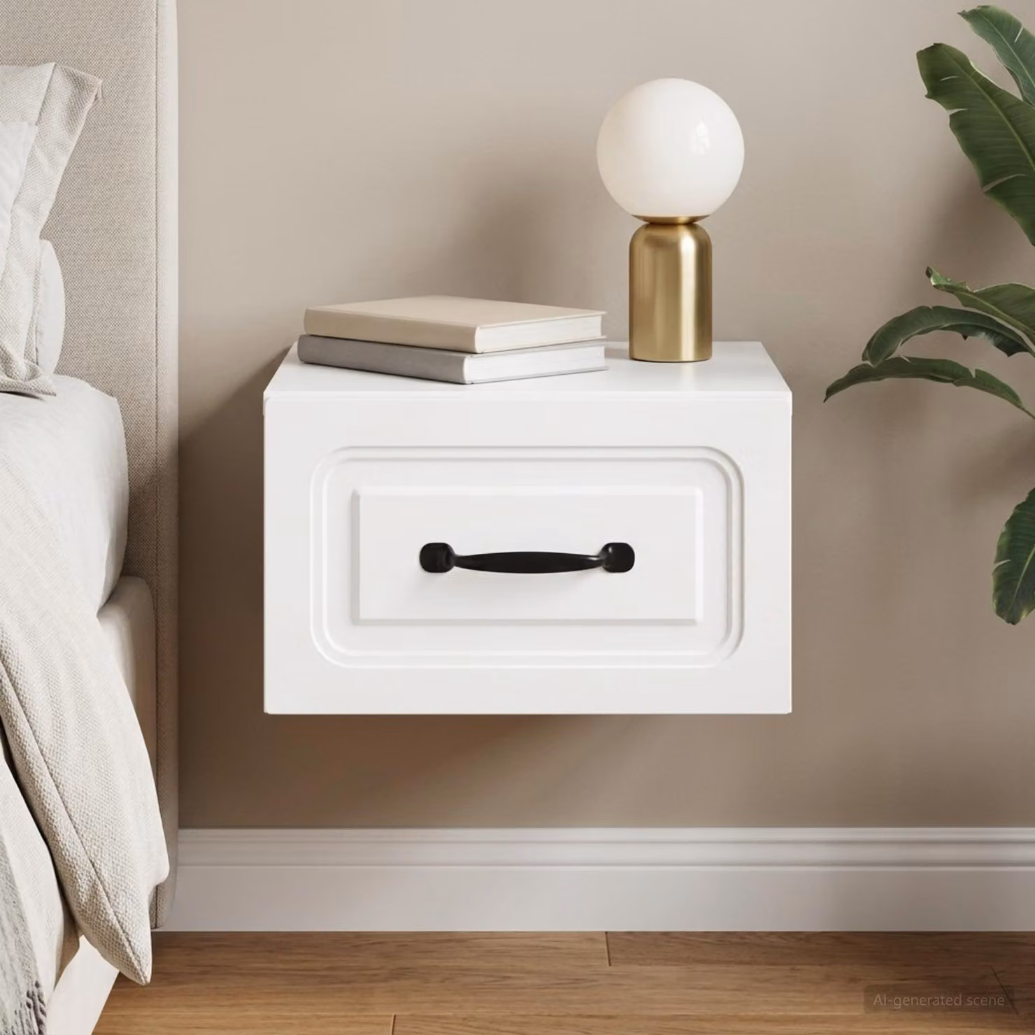 vidaXL Mobiletto da notte sospeso con cassetto Bianco L: 34,5 cm, P: 33 cm, H: 20 cm