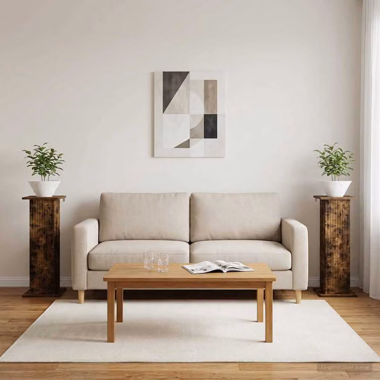 Set di 2 supporti per piante vidaXL in legno MDF color marrone, L/P/H: 30,5 x 30,0 x 80,5 cm