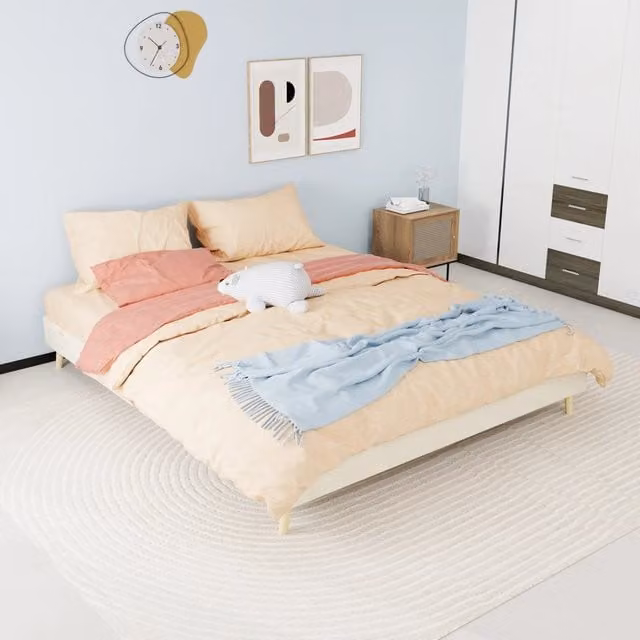 letto tela e metallo beige 160 x 200 cm