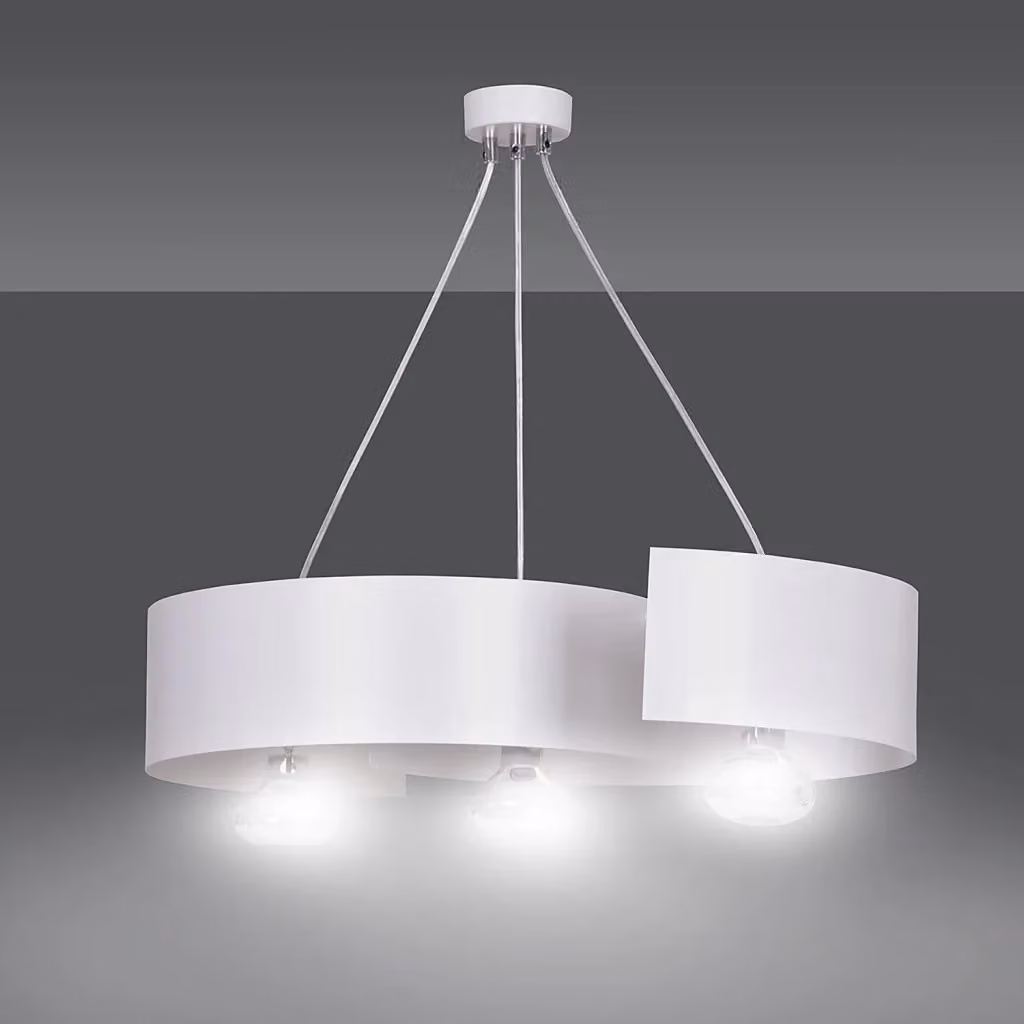 Lampadario Moderno Sospeso Arciere Luceart-Classic in Acciaio Bianco e Cromo con 3 Luci – 2