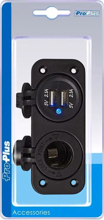 Kit da incasso: presa DIN + porta USB doppia tipo A 2x2100mA in blister