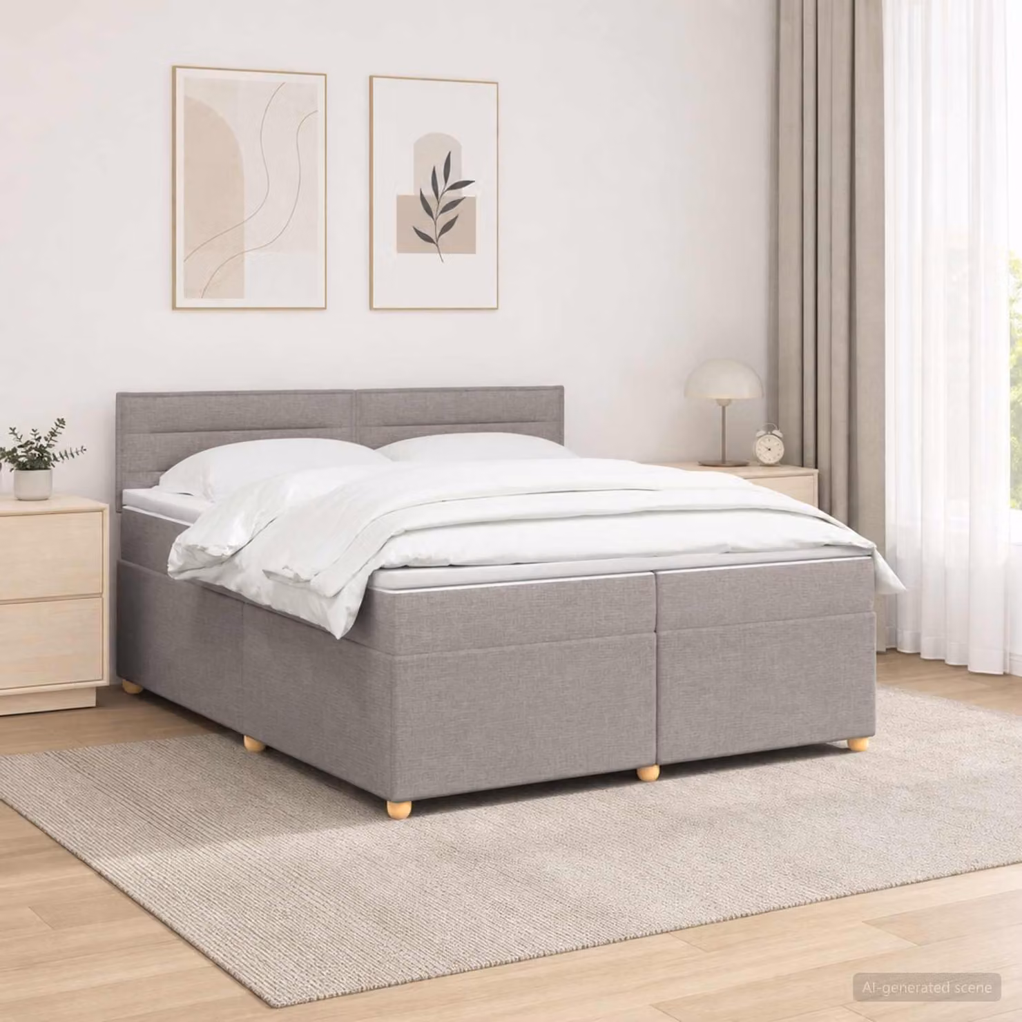 Maison Exclusive - Letto boxspring con materasso Taupe 200 x 200 cm Tessuto