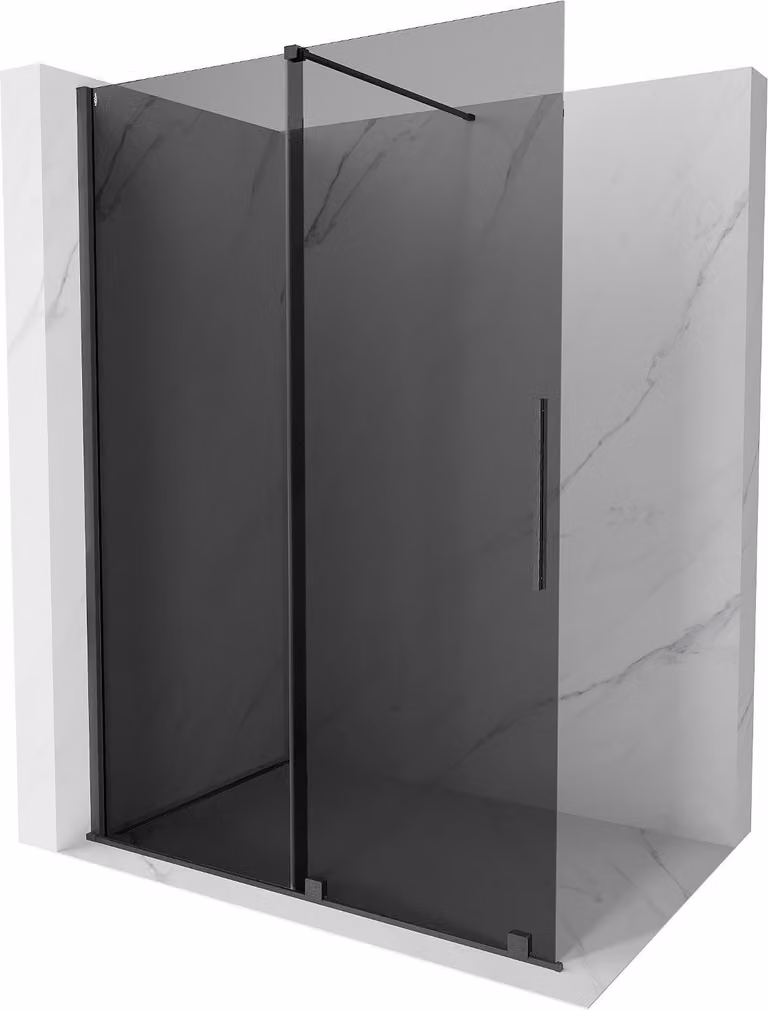Mexen Velar parete doccia scorrevole Walk-in 150 x 200 cm, grafite 8 mm, grigio canna di fucile spazzolato - 871-150-000-43-66