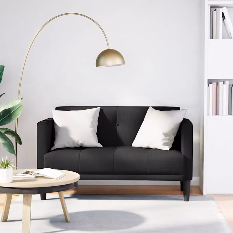Divanetto moderno vidaXL in tessuto nero, L: 124 cm, P: 67 cm, H: 74,5 cm