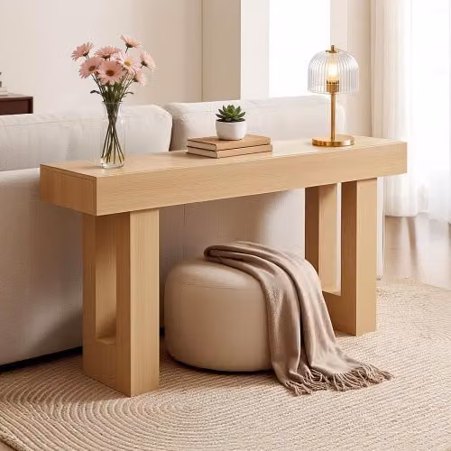VEVOR Tavolino Console da Ingresso Rettangolare in Legno Naturale, L: 160 cm, P: 35 cm, H: 85 cm