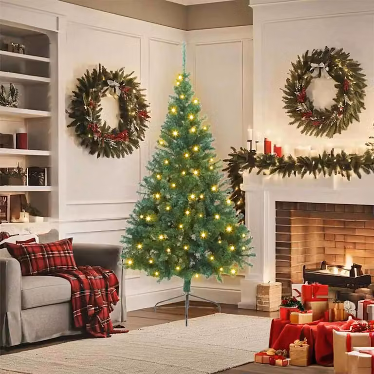 vidaXL Albero di Natale artificiale con luci integrate Verde 180 cm