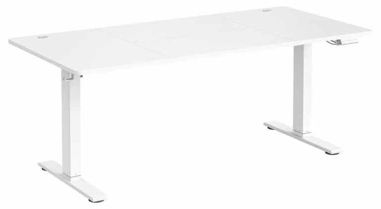 Scrivania regolabile in altezza elettricamente, con porta USB-C, colore bianco, dimensioni 180x80x72-120 cm