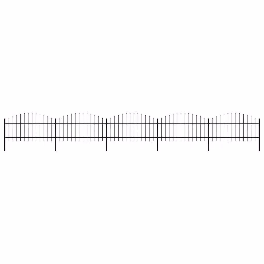 Recinzione da giardino con punta a lancia in acciaio vidaXL, colore nero, L: 880 cm, H: 125 cm