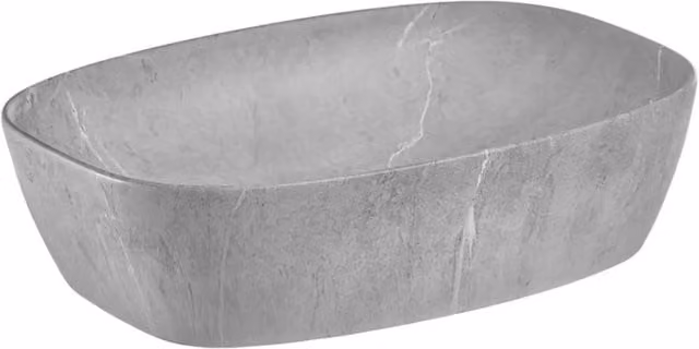 Lavabo rettangolare da appoggio 50,5x38,5 cm grigio effetto pietra naturale