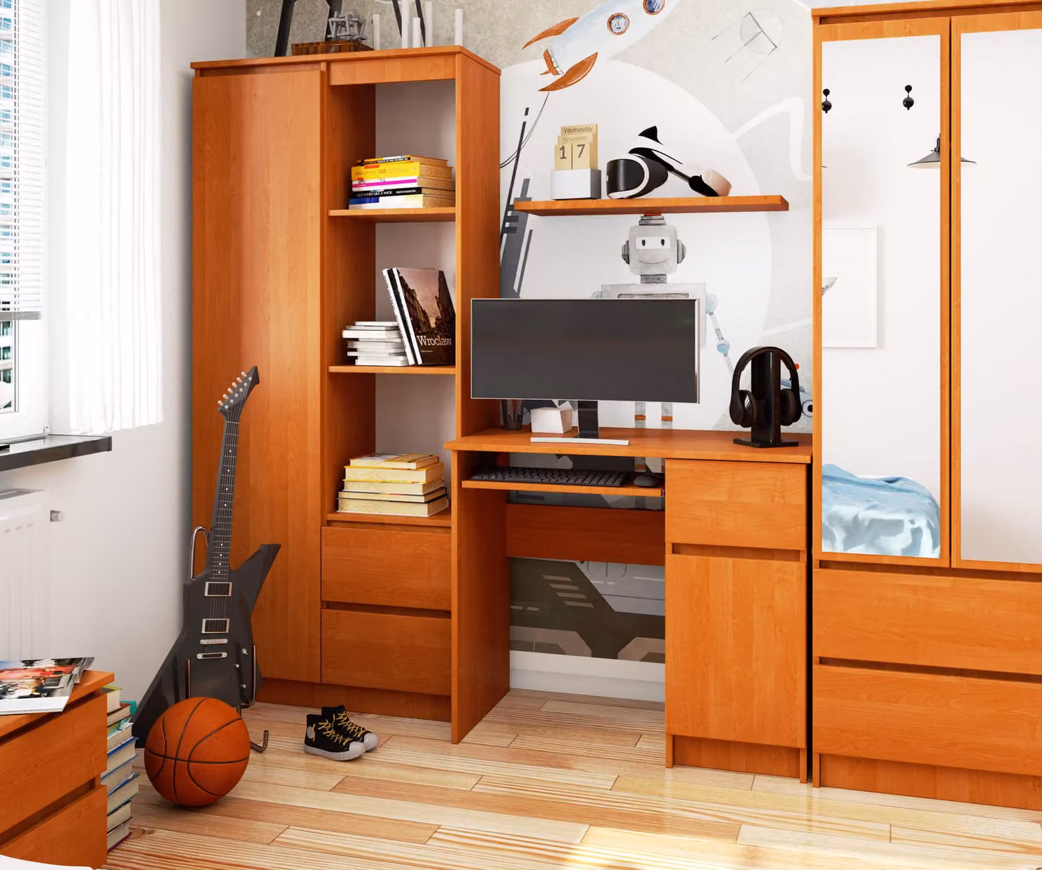 Scrivania per computer da 90 cm | Scrivania | con cassetto porta tastiera e vano portaoggetti