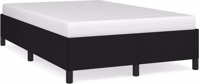 Letto matrimoniale moderno in tessuto nero con struttura in legno e doghe, L/P: 120 x 200 cm