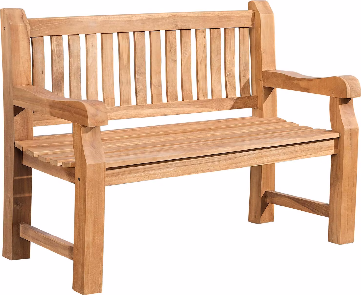 CLP, panca da giardino in teak Jackson V2, con schienale, resistente agli agenti atmosferici, stabile e massiccia | Colore: teak | Dimensioni: 120 cm