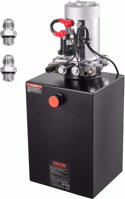 TDDC12V-1.6KW-S-20L Centralina Idraulica 12V 1,6kW a Doppia Azione, Pompa per Rimorchio e Sollevatore con Serbatoio in Metallo per Officina