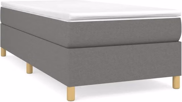 Letto singolo moderno con struttura a rete a molle e rivestimento in tessuto, Grigio scuro, L 80 cm x P 200 cm