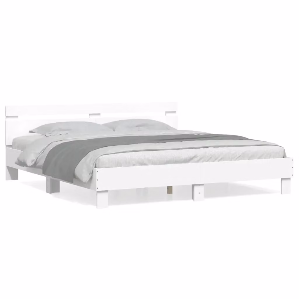 vidaXL Giroletto con Testiera in Legno Multistrato Bianco L: 160 cm, P: 200 cm, H: 165 cm – 2