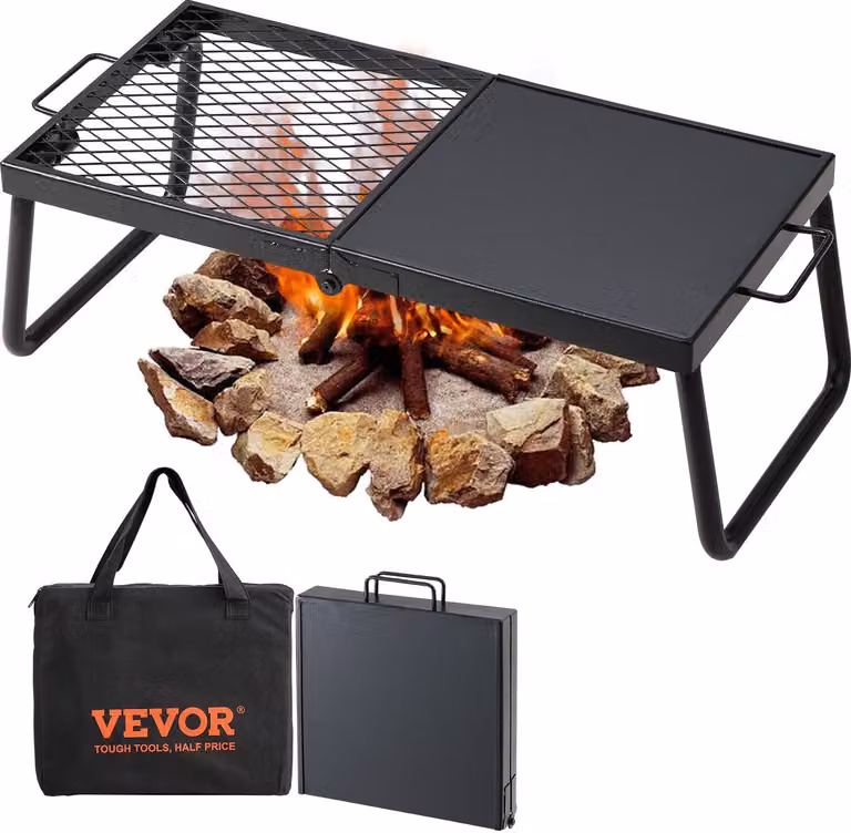 BBQ Gills griglia a carbonella griglia pieghevole da tavolo 570 x 285 x 230 mm, capacità di carico 6 kg Griglia portatile da viaggio Griglia da campeggio all'aperto 300 ℃, griglia + piastra per grigliate per feste in giardino, picnic, terrazza