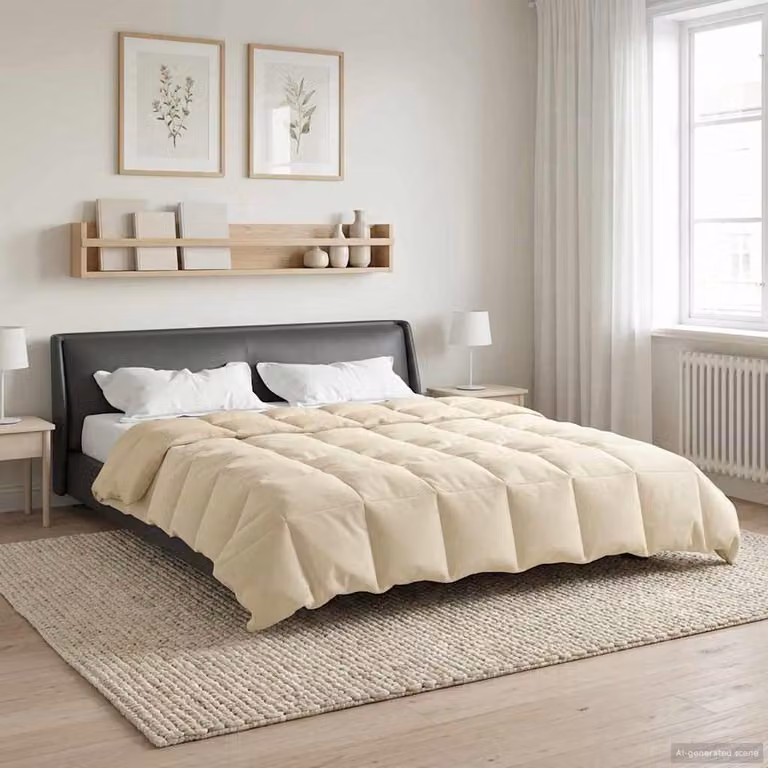 Piumino estivo reversibile vidaXL in microfibra traspirante, beige, L: 220 cm x P: 240 cm
