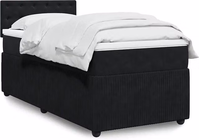 Giroletto a Molle con Materasso-Struttura Letto Nero 80x200 cm in Velluto 601001