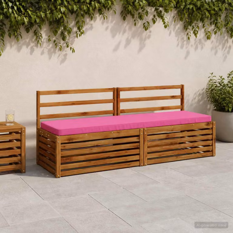 Set di 2 cuscini per panchina vidaXL VUGHT rosa in poliestere con rivestimento rimovibile e resistenza ai raggi UV