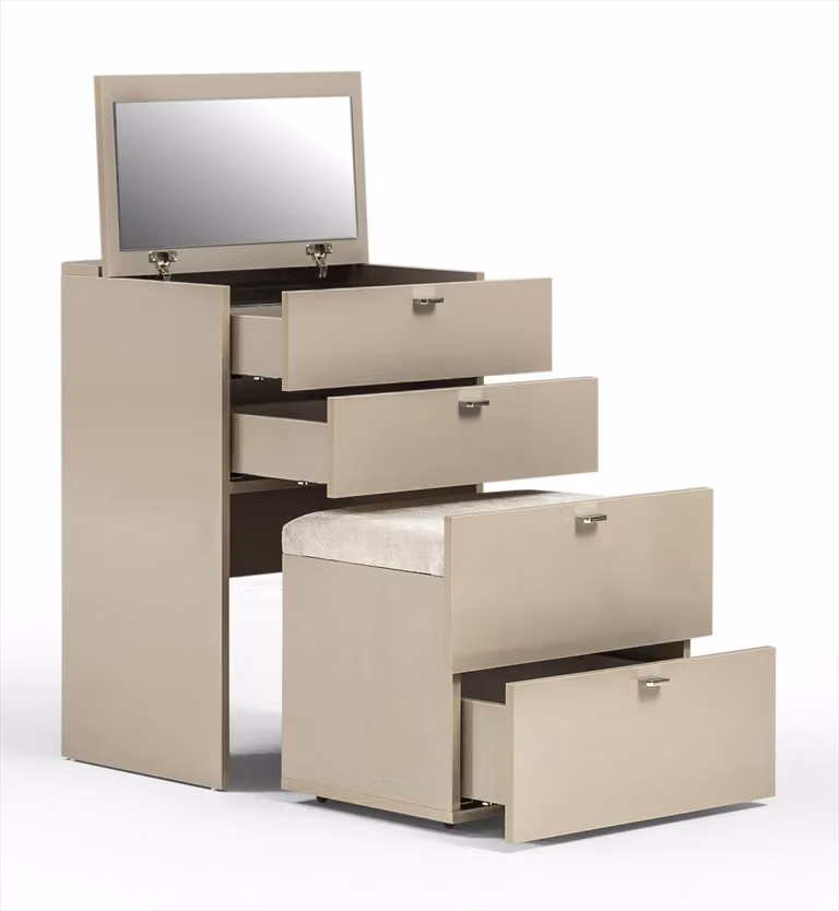 Schminkstation mit Spiegel Beige Moderner Stil Elegant Funktional