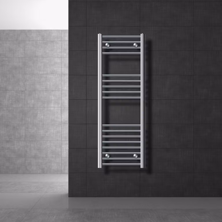 LuxeBath radiatore per bagno Sahara, 400x1200 mm, cromo, diritto con attacco laterale, senza elemento riscaldante