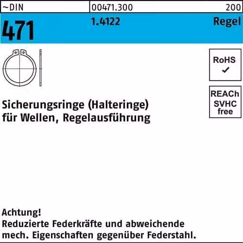 Reyher 471a anello di sicurezza 95 x 3,0 acciaio inox (1 pezzo)