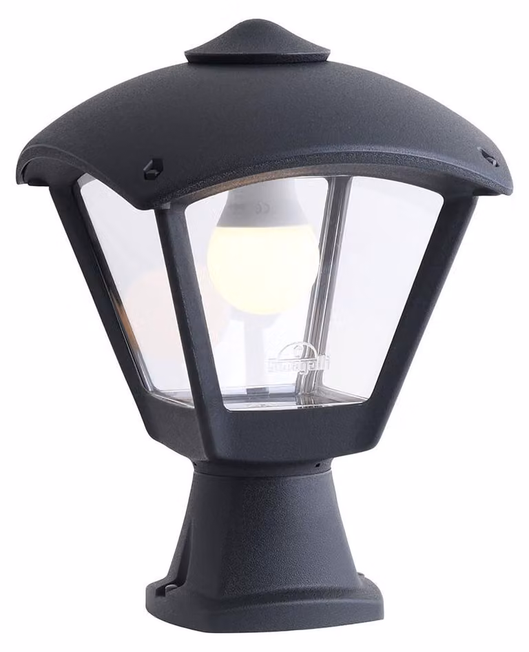 Lampione da strada Roby 1xE27 IP55, L.20 x P.20 x A.20 x A.29 cm, resina nera