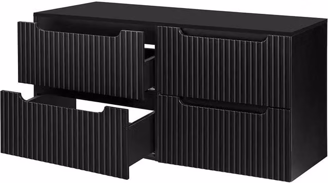 Mobile Sottolavabo Doppio da Parete NEWPORT con 4 Cassetti 120 x 60 x 40 cm - Nero [en.casa]