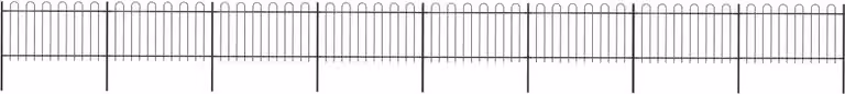 Recinzione da Giardino con Parte Superiore ad Anello in Acciaio 1426x100 cm Nera