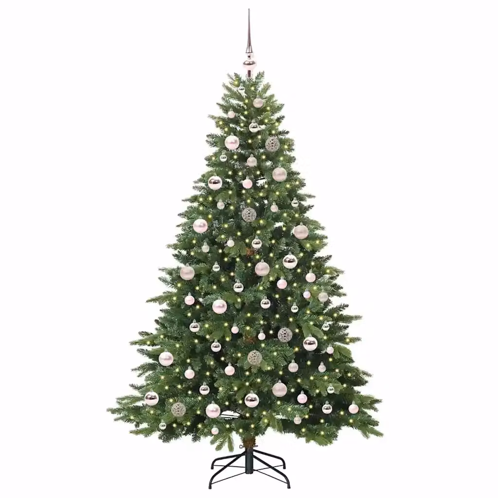 Albero di Natale artificiale moderno vidaXL verde con 300 LED luce bianca calda, Altezza: 180 cm – 2